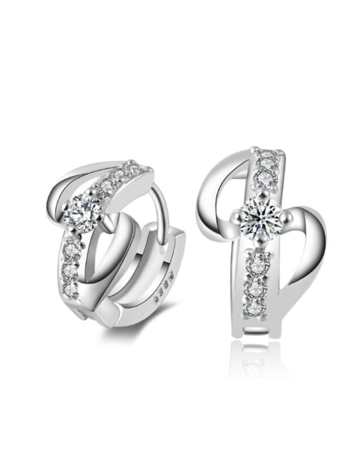 Platinum Plating Western Style Women Fashion White Gold Plated Clip Earrings