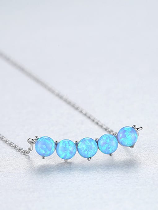 Blue Sterling silver inlay colorful opal necklace