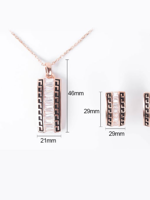 BESTIE Alloy Rose Gold Plated Fashion Artificial Crystal Arch-shaped Two Pieces Jewelry Set 3