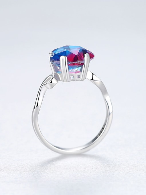 CCUI Sterling silver luxury rainbow stone flower ring 3