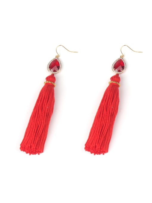 HE079-C Popular Crystal Tassel Long Drop Earrings