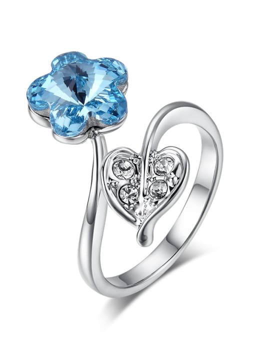 ZK Hot Selling Flower -shape Austria Crystal Opening Ring 2
