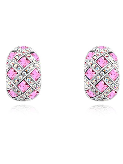 pink Personalized Shiny austrian Crystals Alloy Stud Earrings