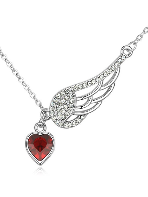 Red Fashion Angel Wing Heart austrian Crystals Alloy Necklace