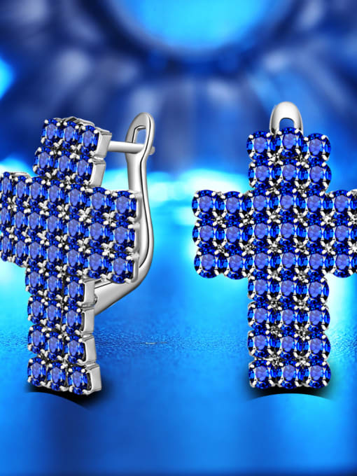 Blue Drills Heart-shape Simple Style Crystal Stud Earrings