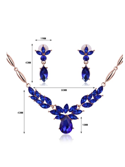 BESTIE Alloy Rose Gold Plated Fashion Flower-shaped Artificial Gemstone Two Pieces Jewelry Set 2