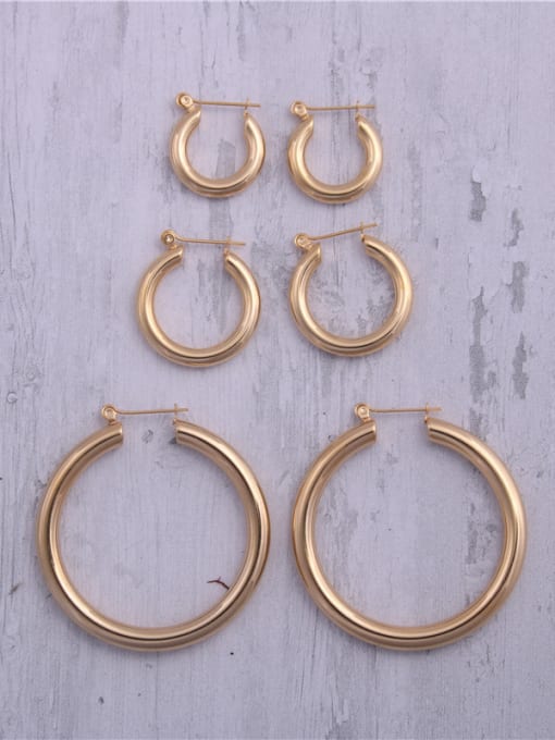 GROSE Titanium With Gold Plated Simplistic  Hollow  Round Hoop Earrings 0