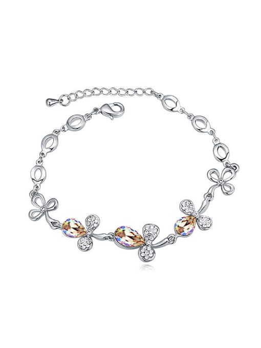 QIANZI Fashion austrian Crystals Flowers Alloy Bracelet 3