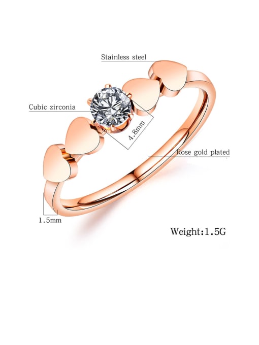 Open Sky Stainless Steel With Rose Gold Plated Cute Heart Band Rings 3