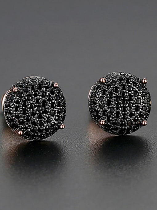 rose-T03C27 Copper With Cubic Zirconia Delicate Round Stud Earrings