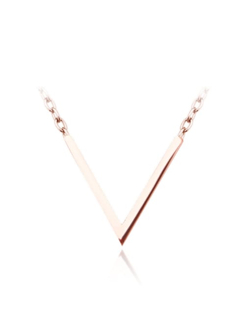 OUXI Titanium Women Simple Style V Shaped Necklace 0