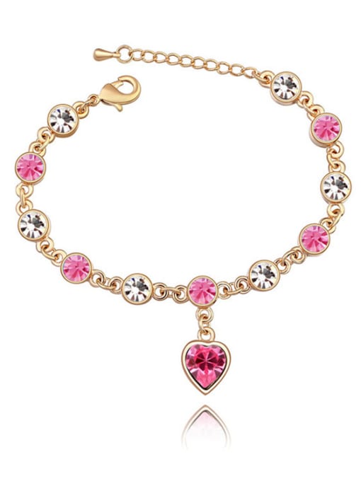 pink Fashion Cubic austrian Crystals Heart Alloy Bracelet