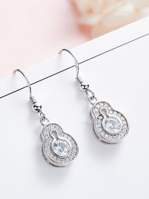 CEIDAI Simple Shiny White austrian Crystals 925 Silver Earrings 2