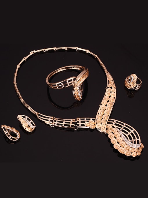 BESTIE 2018 2018 Alloy Imitation-gold Plated Fashion Rhinestones Four Pieces Jewelry Set 1