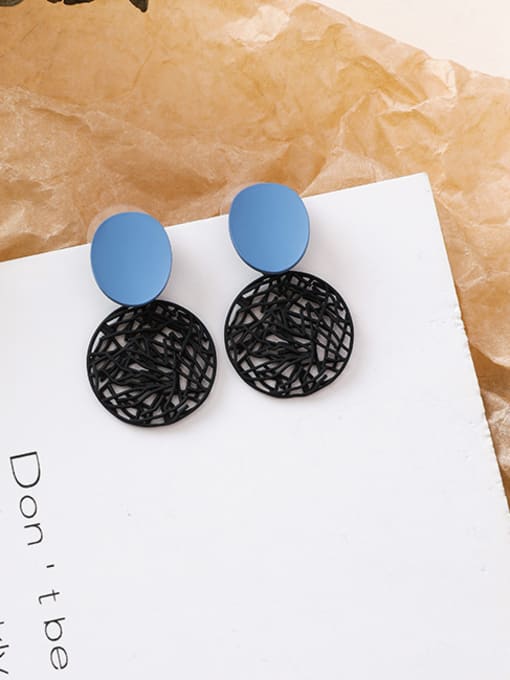 C black Alloy With Rose Gold Plated Fashion Hollow Round Drop Earrings