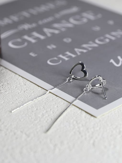 Peng Yuan Simple Hollow Heart Slim Line 925 Silver Stud Earrings 3