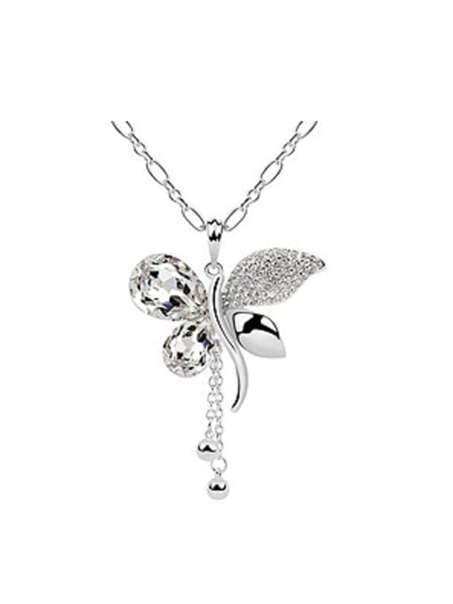 QIANZI Fashion austrian Crystals-studded Butterfly Pendant Alloy Necklace 0