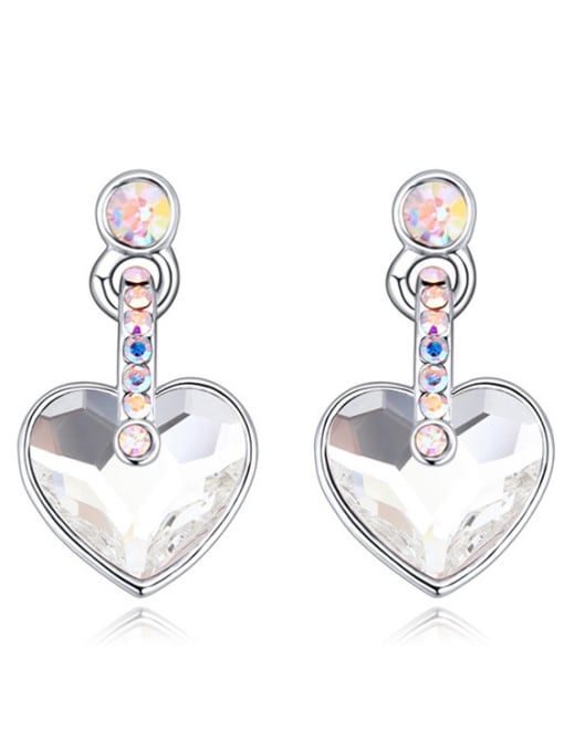 White Fashion Heart shaped austrian Crystal Alloy Stud Earrings