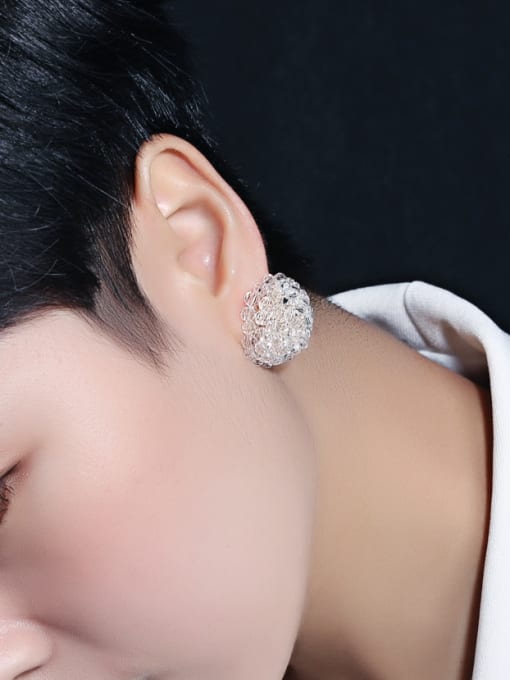 Open Sky Fashion Rhinestone-covered Round Stud Earrings 2