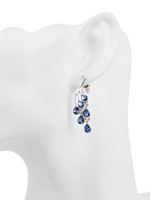 OUXI Fashion Blue Zircon Women Earrings 1