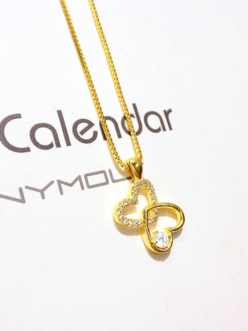 Neayou Women All-match Double Heart Shaped Necklace