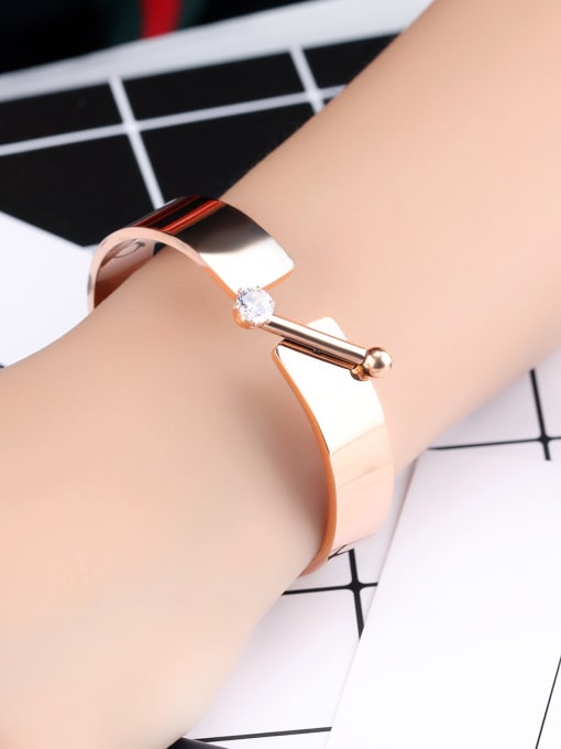 Open Sky Simple Rose Gold Plated Wide Titanium Bangle 1