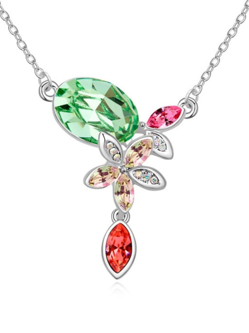 green Exquisite Shiny austrian Crystals Pendant Alloy Necklace