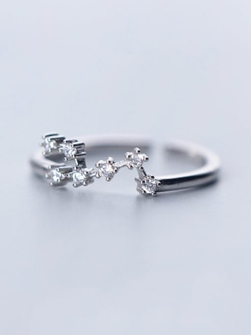 Aquarius 925 Sterling Silver With Platinum Plated Simplistic Constellation Free size Rings