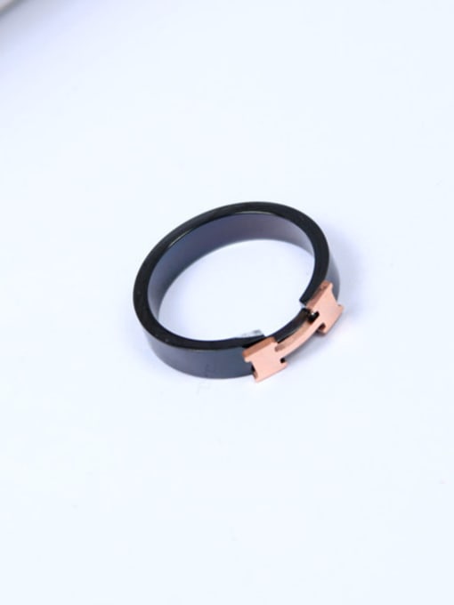 GROSE Fashion Letters H Black Ring 0