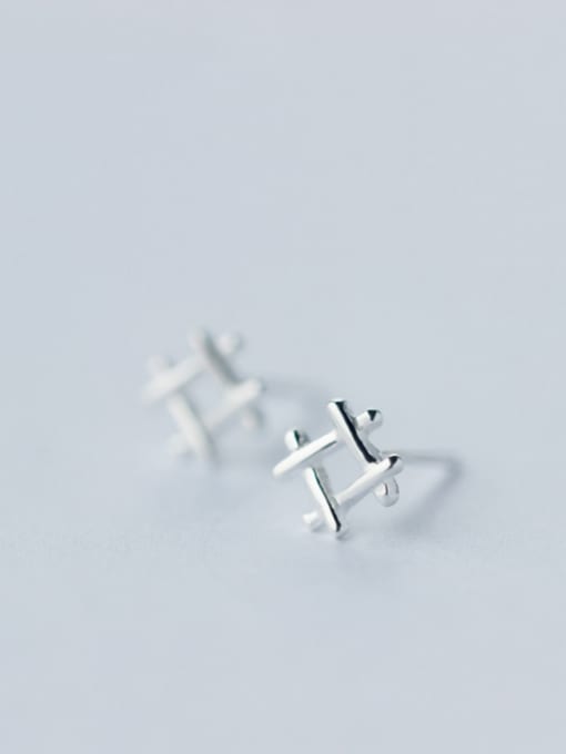 Rosh S925 Silver Well Character Small Square Fashionable Stud cuff earring 0