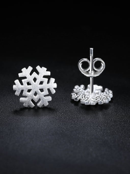 ZK 925 Sterling Silver Simple Snowflake Stud Earrings 1