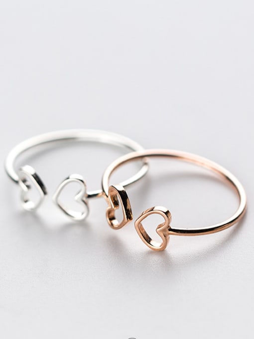 Rose Gold Fresh Hollow Heart Shaped S925 Silver Ring