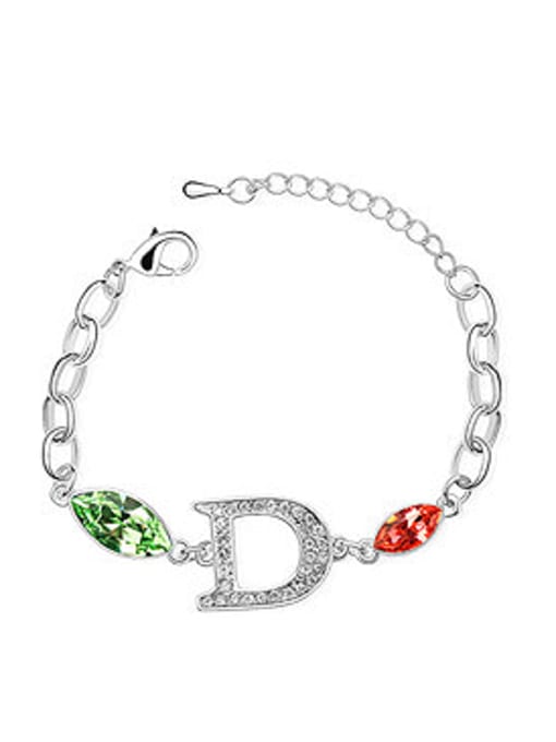 3 Fashion Letter D Marquise austrian Crystals Alloy Bracelet