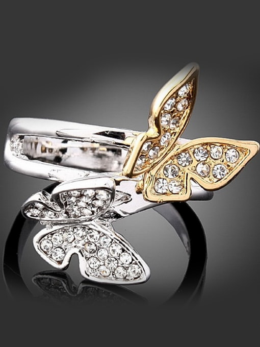 Wei Jia Fashion Cubic Rhinestones-studded Butterflies Alloy Ring 0