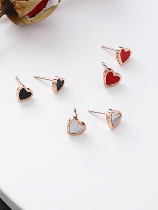 A Love Payment Stainless Steel With Rose Gold Plated Cute Heart Stud Earrings
