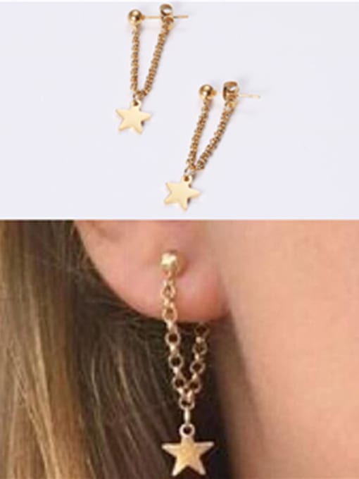 GROSE Titanium With Rose Gold Plated Simplistic Star Drop Earrings 1