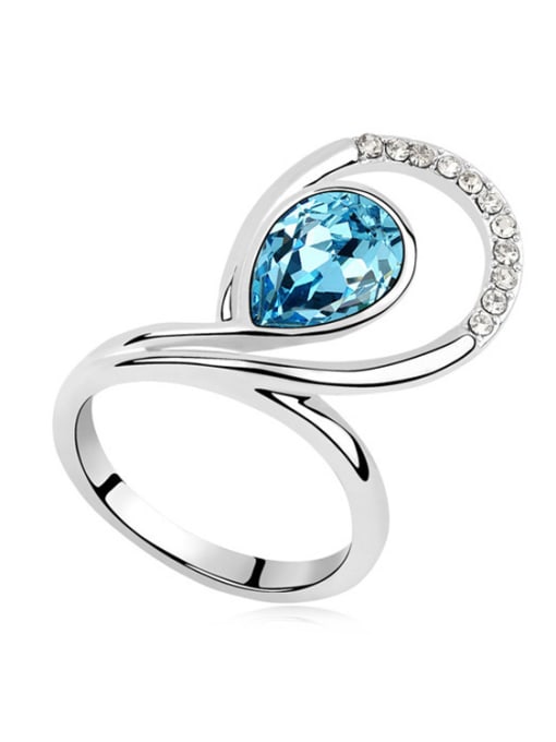 light blue Exaggerated Water Drop austrian Crystal Alloy Ring