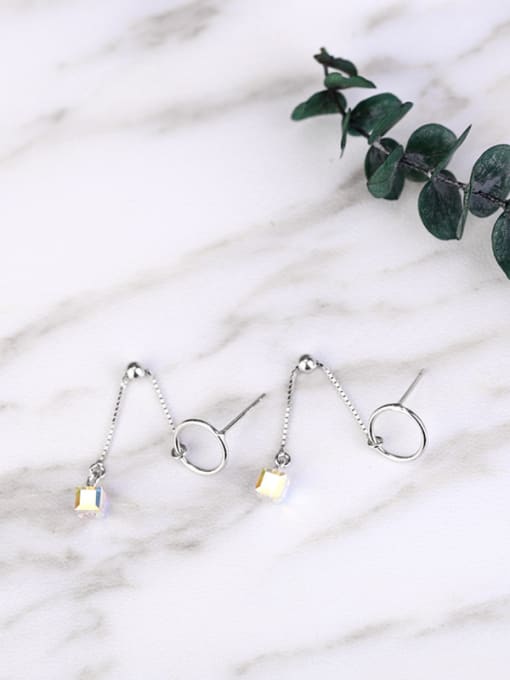 Peng Yuan Simple Cubic Crystal Drop Earrings 2
