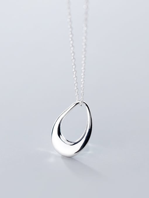 Rosh 925 Sterling Silver With Platinum Plated Simplistic Hollow Oval Necklaces 2
