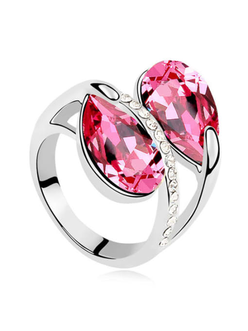 pink Exaggerated Water Drop austrian Crystals Alloy Ring