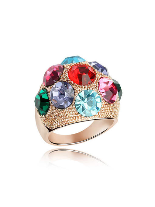 QIANZI Exaggerated Cubic austrian Crystals Rose Gold Ring 0