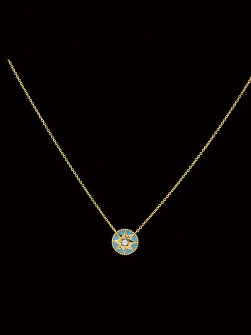 Gold + Dark Blue Shell Copper Necklace