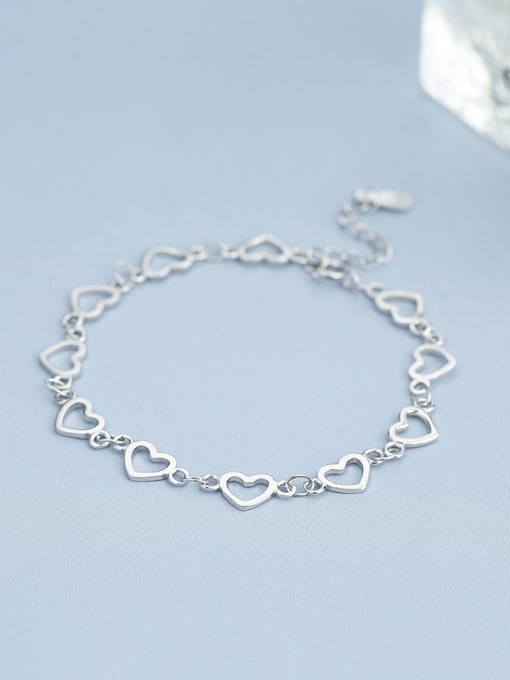 One Silver Fashion 925 Silver Heart Shaped Bracelet 0