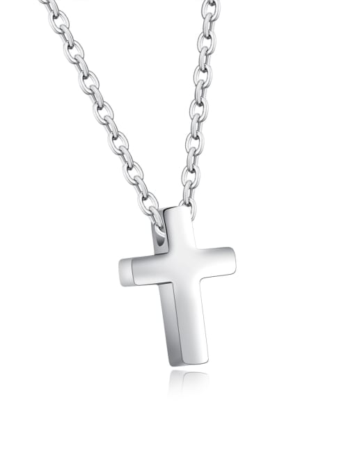 796- steel colors Stainless Steel With Rose Gold Plated Simplistic Cross Necklaces