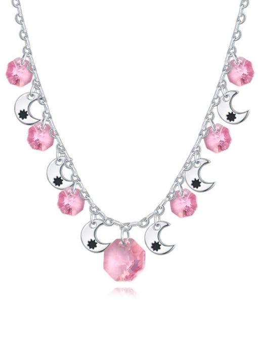 pink Fashion Cubic austrian Crystals Little Moon Patterns Alloy Necklace