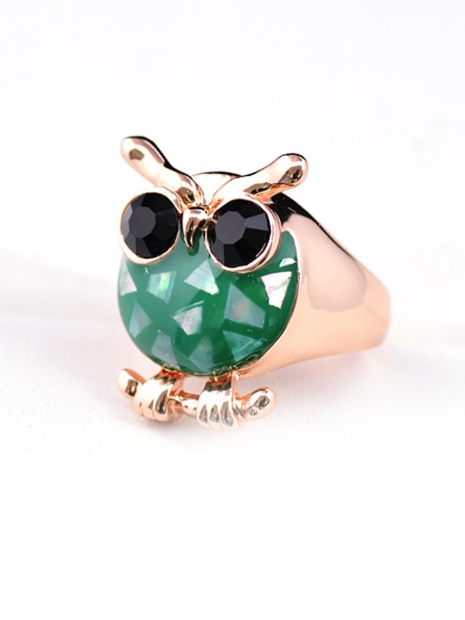 Wei Jia Personalized Green Shell Black Rhinestones Owl Alloy Ring 1