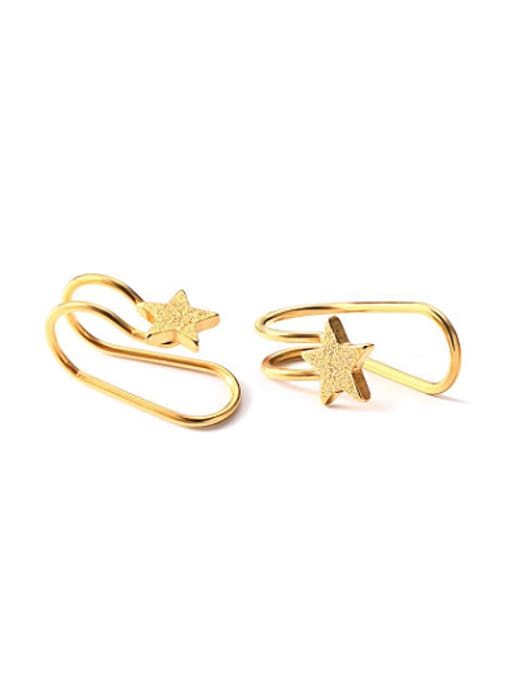 CONG Elegant Gold Plated Star Shaped Titanium Frosted Clip On Earrings 0