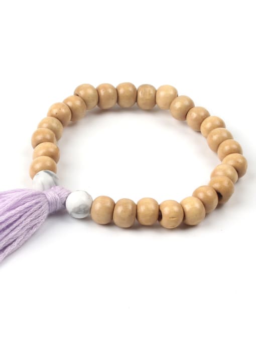 KSB1194-D Wooden Beads Natural Stones Tassel Bracelet