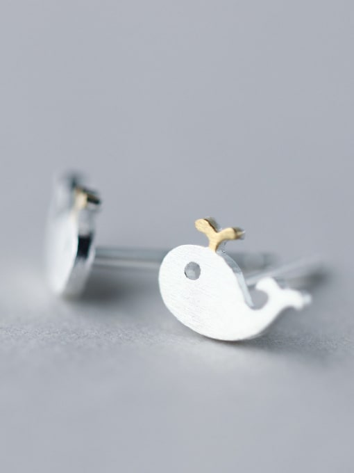 Rosh Exquisite Gold Plated Fish Shaped S925 Silver Stud Earrings 0