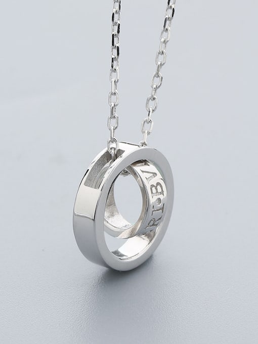 One Silver Double Round-shaped Necklace 2